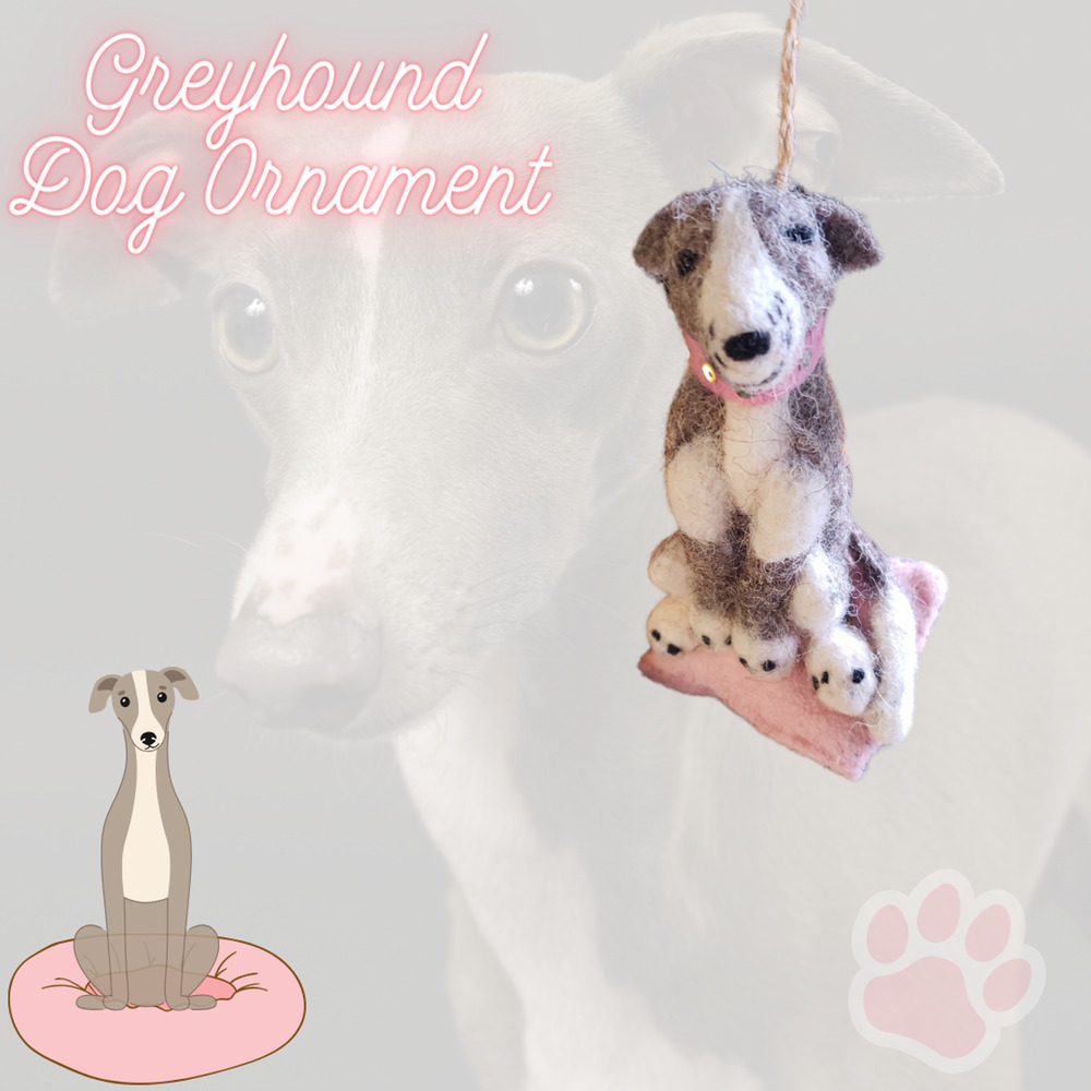 Cody Foster Greyhound Ornament Pink Collar Dog Bed Pet Lover